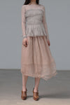 Marc Le Bihan Silk Skirt Six-layer Tulle 25930 Series French Hand-dyed MLB-25930-SKIN Skin Color
